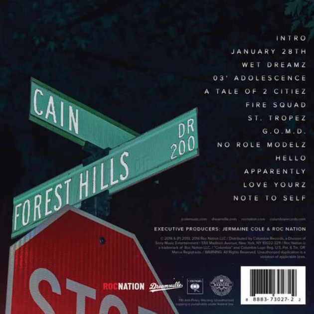 J. Cole Forest Hills Drive Back Cover