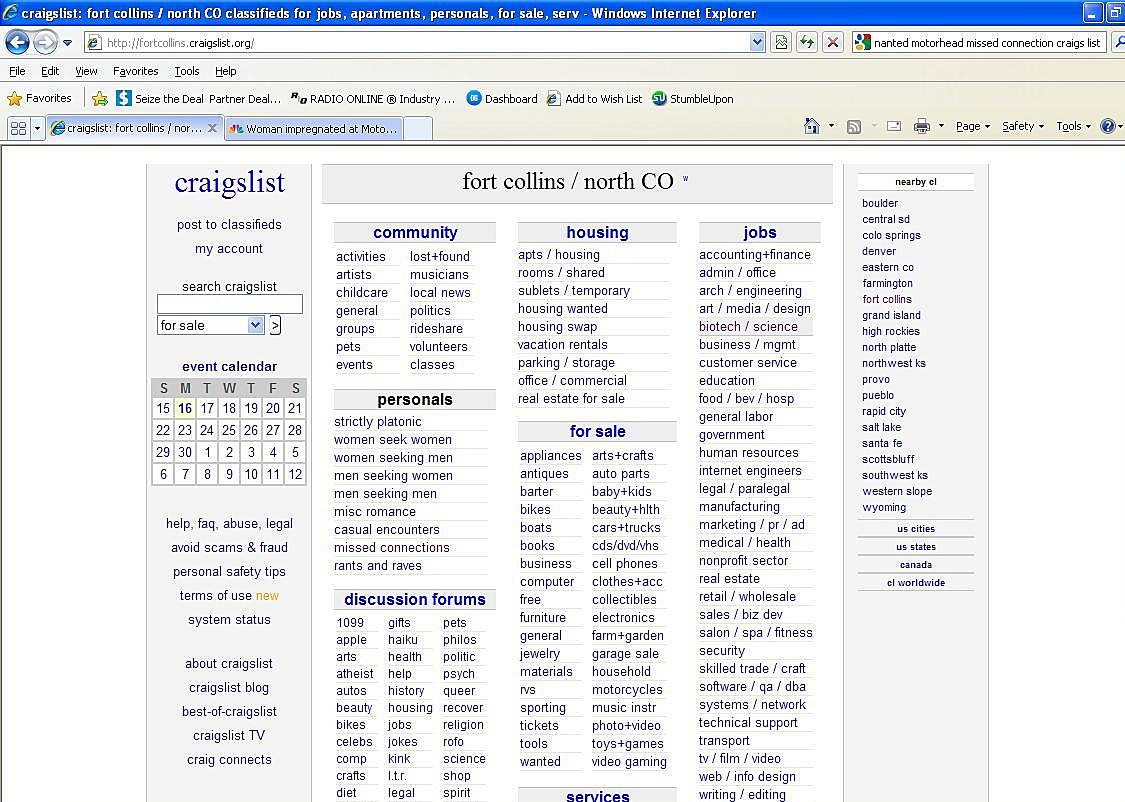 Craigslist Fort Collins - Would You Ever Use The 'Missed ...