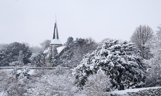 Church Steeple seen in the fridged January sub zero temperatures