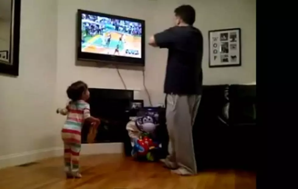Adorable Little Girl Imitates her Father During NBA Playoffs – Must See! [VIDEO]