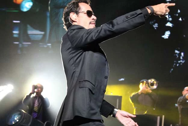 Marc Anthony celebrated his 43rd birthday onstage on Friday night