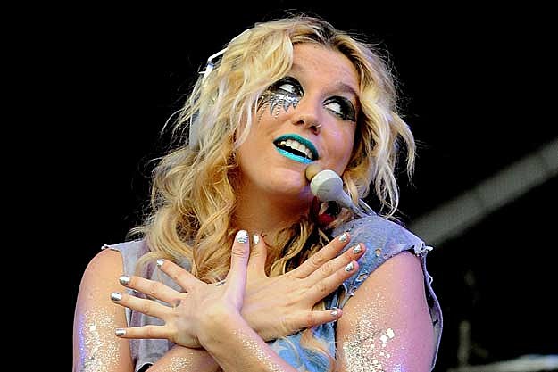 the glitter body paint and ripped stockings Kesha is a real person
