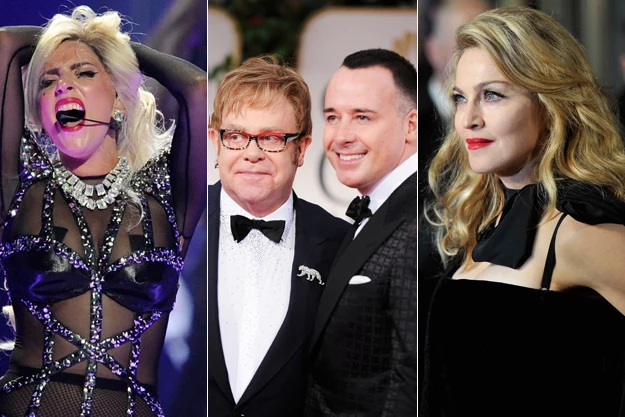 Lady Gaga, Elton John, David Furnish, Madonna