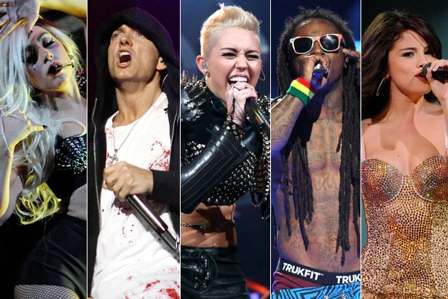 Lady Gaga Eminem Miley Cyrus Lil Wayne Selena Gomez