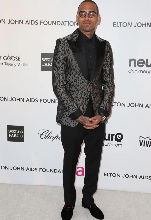 Chris Brown Elton John 2013 Oscar Party