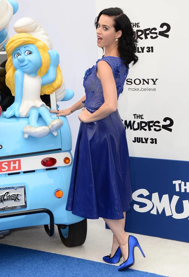 Katy Perry Tadashi Shoji Dress Smurfette Smurfs 2 Premiere