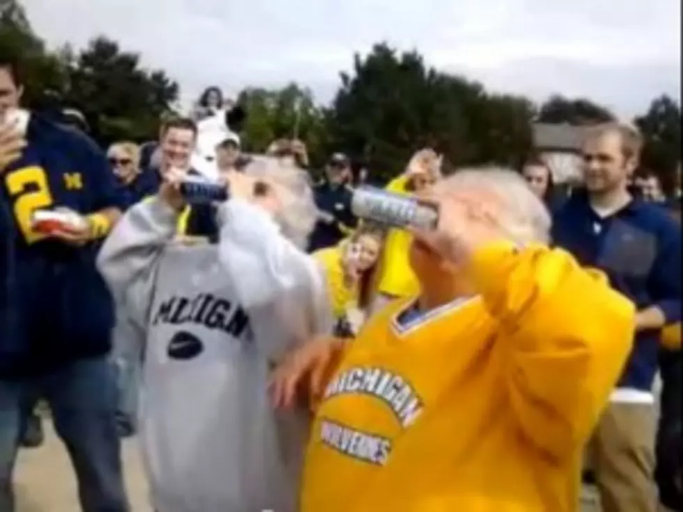 Grandmas Shotgun Beers at Michigan Football Game [VIDEO]
