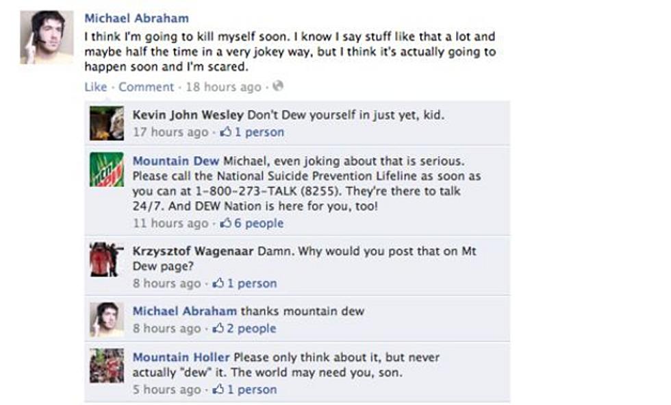 Don&#8217;t Dew it – Did Mountain Dew Prevent a Suicide on Facebook?