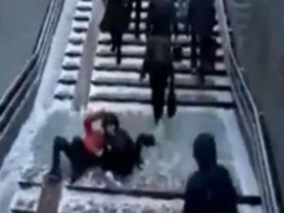 Icy Staircase Causes Multiple Hilarious Winter &#8216;Fails&#8217; [VIDEO]