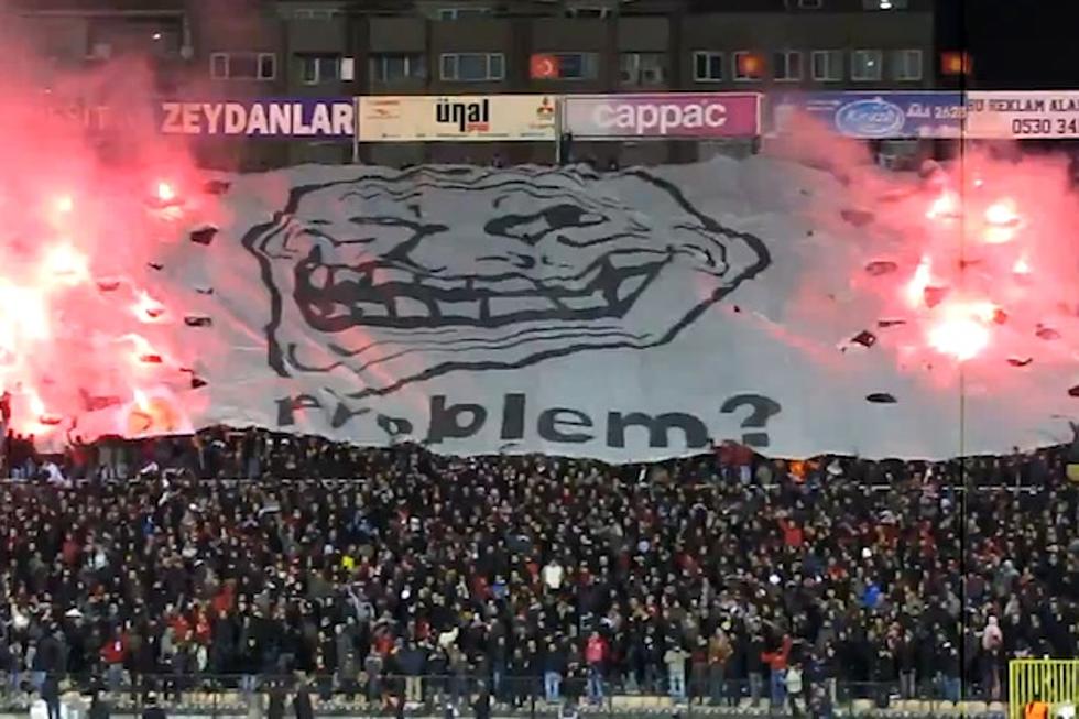 Turkish Soccer Fans Respond to Flare Ban with a Giant Trollface and, Of Course, Flares