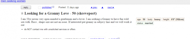 Time for the January 26th edition of Craigslist: Shreveport