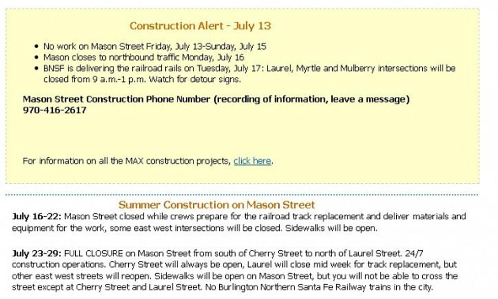 Fort Collins Mason Street Closed for 3 Weeks