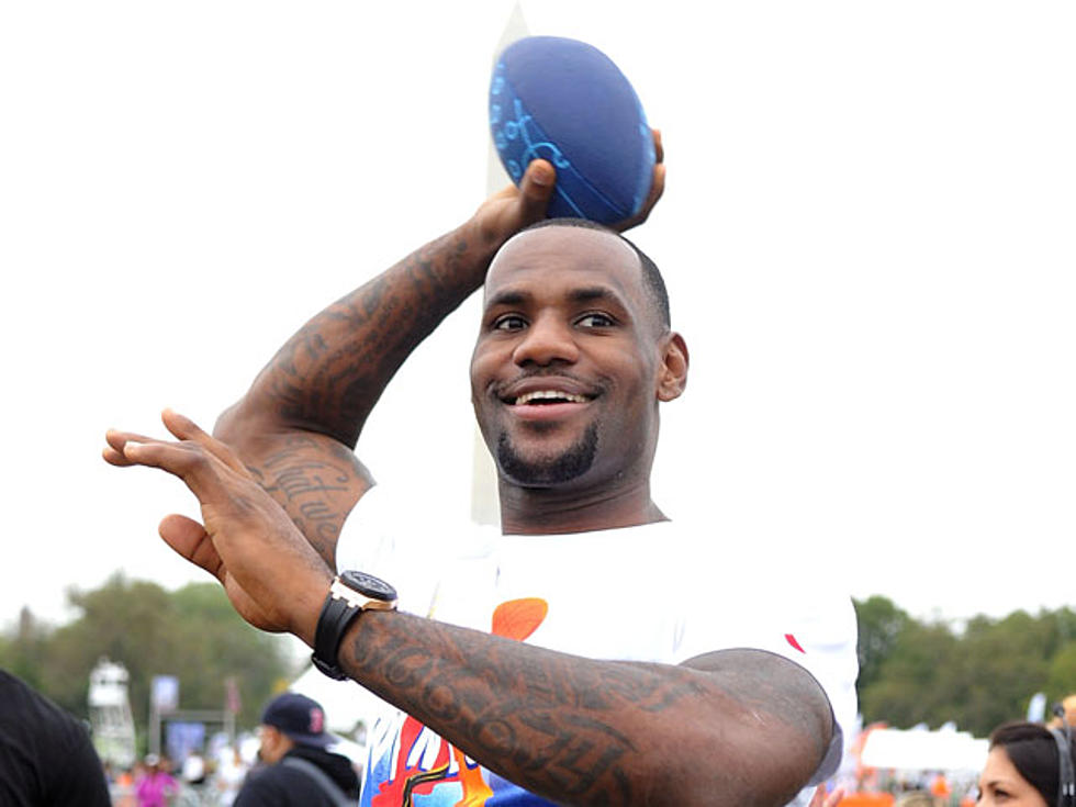 LeBron James Participates in Football Practice at His Old High School