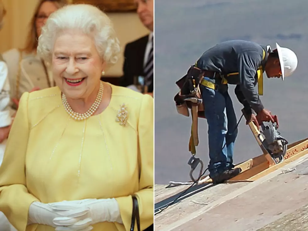 Construction Worker Moons Queen Elizabeth With Inappropriate Flag Placement