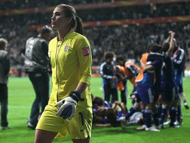 US goalkeeper Hope Solo walks off the field after the US lost to Japan in the World Cup finals.