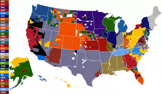 Favorite NFL team county map
